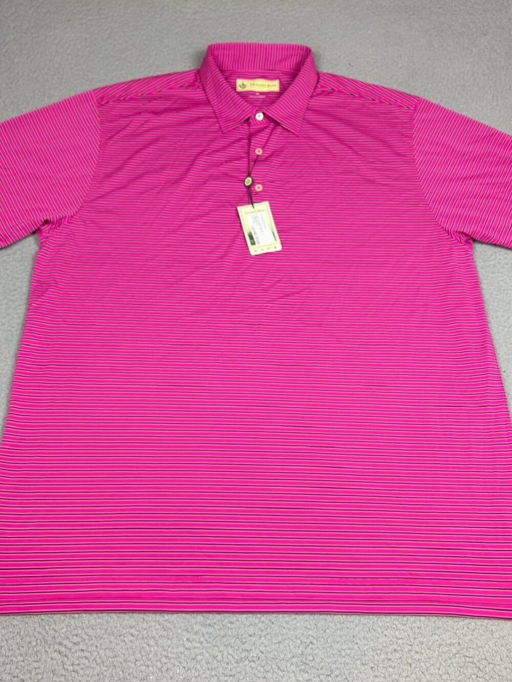 NWT Donald Ross Polo Men's 2XL Pink Stripe Short Sleeve Golf Casual Performance